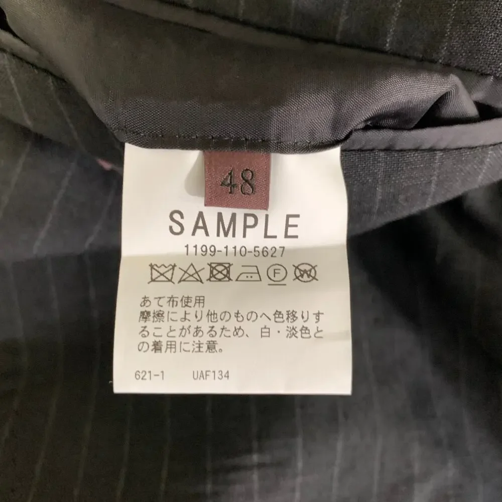 UNITED ARROWS Chest Size 48 Black Grey Pinstripe Cotton Blend Sport Coat